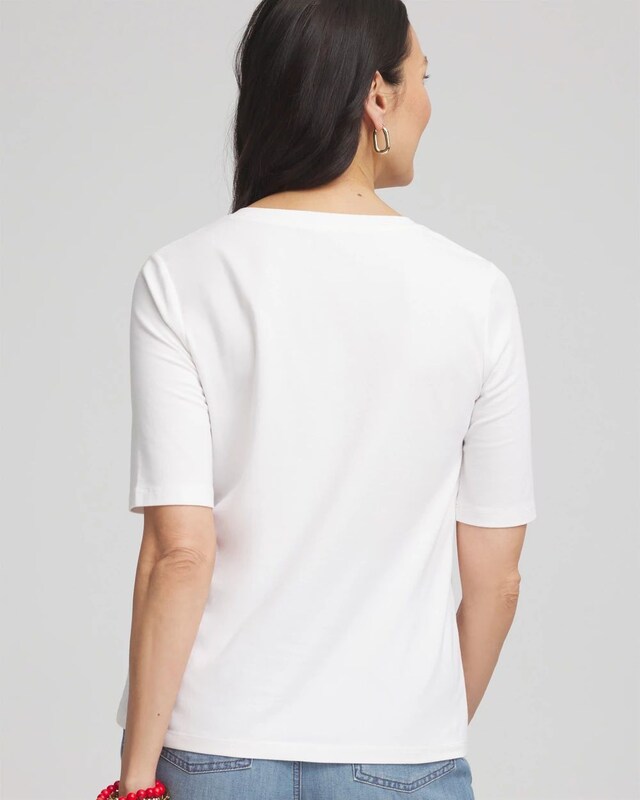 Coral Print V-Neck Perfect Tee - image 3